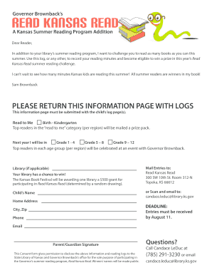 Kansas Summer Reading Program Log