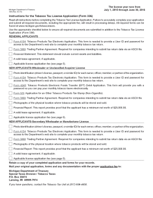 Michigan Tobacco Tax License Application