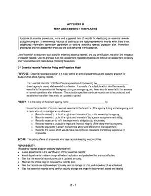 Essential Records Protection Policy and Procedure Model
