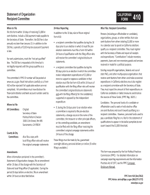 California Recipient Committee Form 410