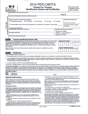 Form W-9 Request for Taxpayer Identification Number and Certification