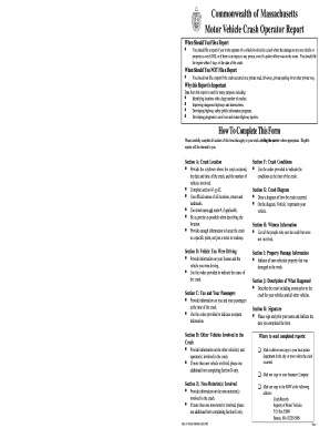 Massachusetts Motor Vehicle Crash Operator Report