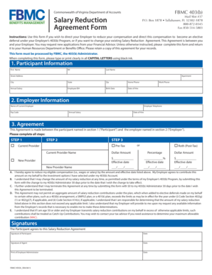Virginia 403(b) Salary Reduction Agreement
