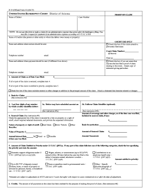 US Bankruptcy Proof of Claim Form