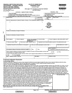 Connecticut Financial Institution Execution