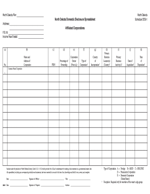 North Dakota Domestic Disclosure Spreadsheet