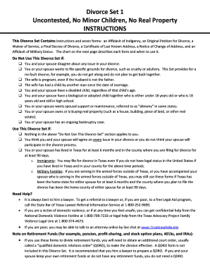 Texas Uncontested Divorce Forms