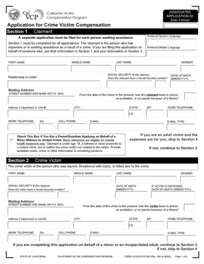 California Crime Victim Compensation Application
