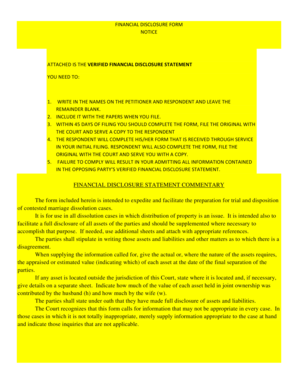 Financial Disclosure Form for Indiana Divorce