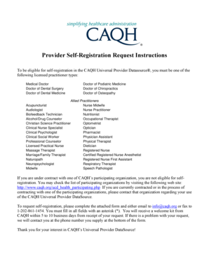 CAQH Provider Self-Registration Request