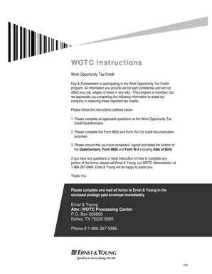 Work Opportunity Tax Credit Questionnaire