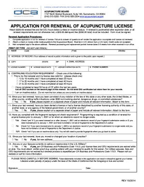 California Acupuncture License Renewal Application