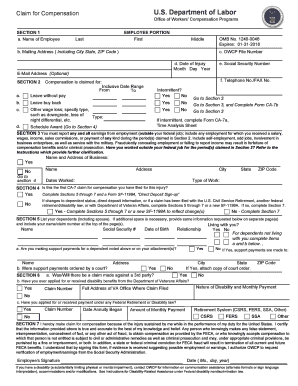 US Federal Workers' Compensation Claim Form