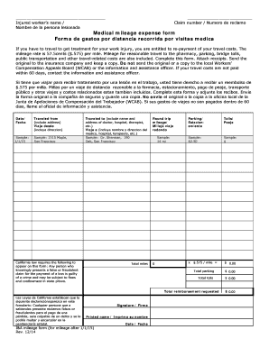 Medical Mileage Expense Form