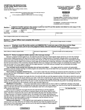 Exemption and Modification Claim Form
