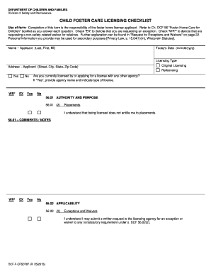 Wisconsin Foster Care Licensing Checklist