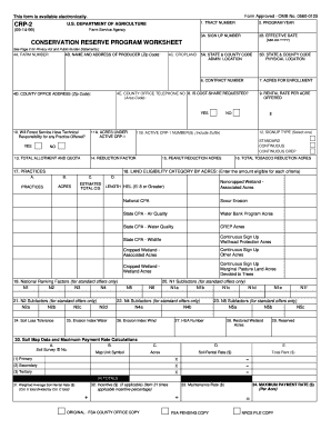 Conservation Reserve Program Worksheet