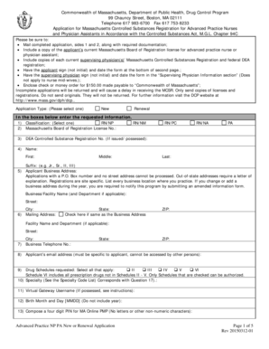 Massachusetts Controlled Substances Registration Application