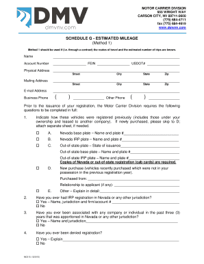 Nevada Motor Carrier Schedule G Form