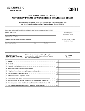 New Jersey Nonresident Estate and Trust Income Form
