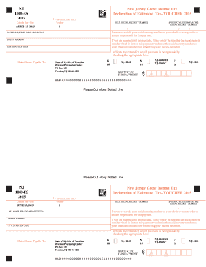 NJ 1040-ES Estimated Tax Voucher