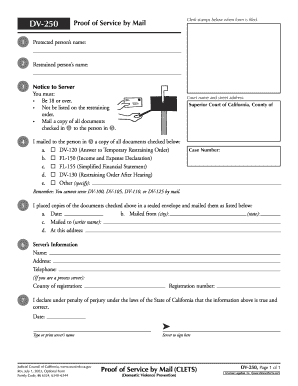 Proof of Service by Mail for Restraining Order