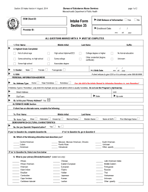 Massachusetts Section 35 Intake Form