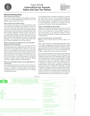 Massachusetts Annual Sales and Use Tax Return