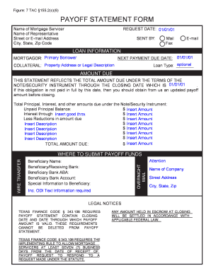 Mortgage Payoff Statement Form