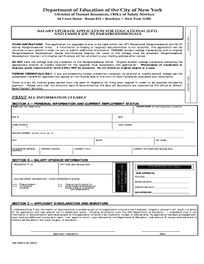Salary Upgrade Application for NYC Paraprofessionals