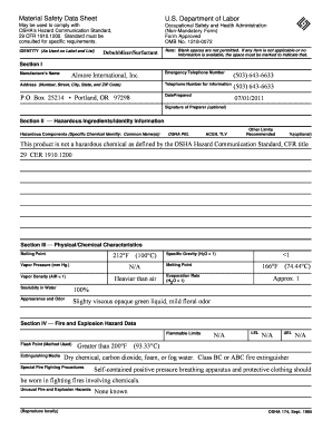 Material Safety Data Sheet