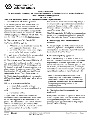 VA Form 21-535 Application for Dependency and Indemnity Compensation by Parent(s)