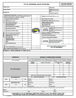 City of Centennial Sales Tax Return