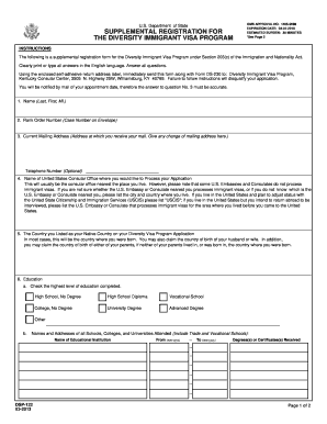 Diversity Immigrant Visa Program Supplemental Registration Form