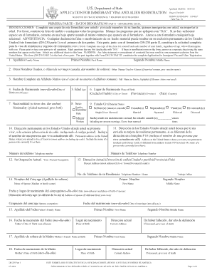 US Immigrant Visa Application Form DS-230 Part I