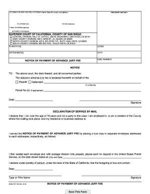 California Notice of Payment of Advance Jury Fee