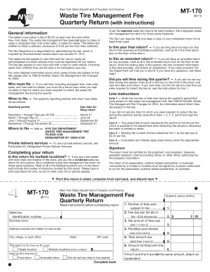 New York Waste Tire Management Fee Quarterly Return