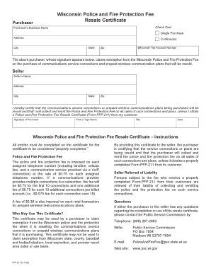 Wisconsin Police and Fire Protection Fee Resale Certificate