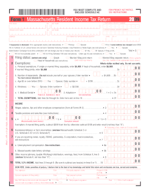Massachusetts Resident Income Tax Return 2009