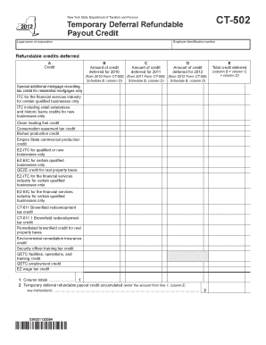 New York State Temporary Deferral Refundable CT-502 Form