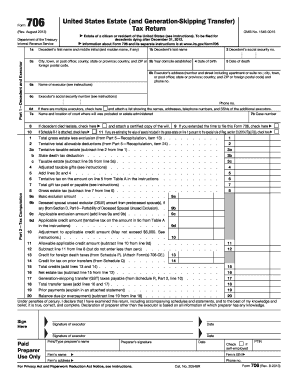 US Federal Estate Tax Return Form 706