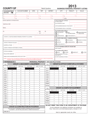 North Carolina Business Personal Property Listing