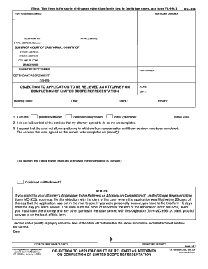 Objection to Application to Be Relieved as Attorney