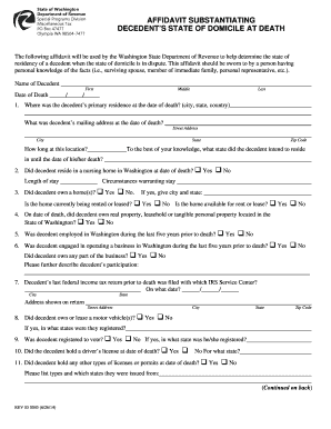 Washington Decedent Domicile Affidavit
