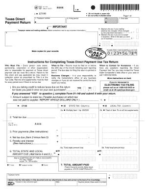 Texas Direct Payment Use Tax Return