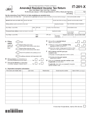 New York State Amended Resident Income Tax Return