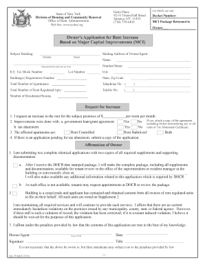 Owner's Application for Rent Increase Based on Major Capital Improvements