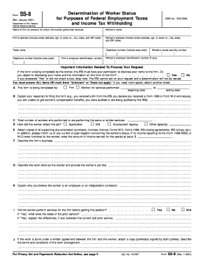 IRS Form SS-8 Determination of Worker Status