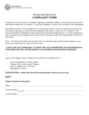 Smoke-Free Illinois Act Complaint Form