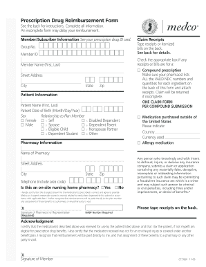 Prescription Drug Reimbursement Form